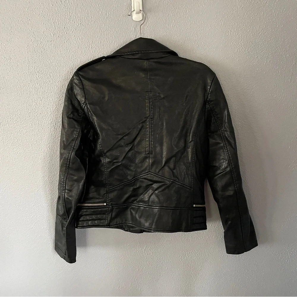 Bernardo Black Leather Motorcycle Moto Jacket Womens Size M - Picture 2 of 9